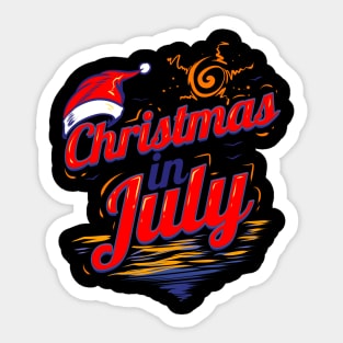 Santa Hat Logo Celebrating Christmas In July Sticker